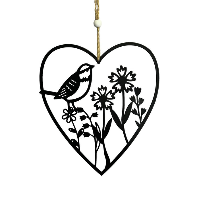 Black Metal Bird Hanger - 17 x 18cm