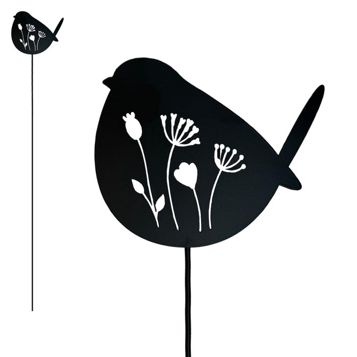 Black Metal Bird Garden Yard Stick - 57 x 11.5cm