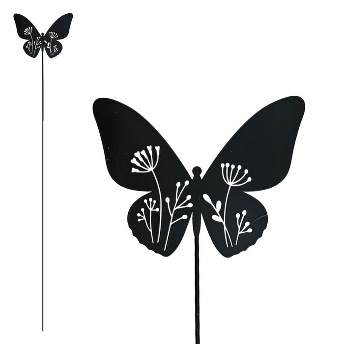 Black Metal Butterfly Garden Yard Stick - 58 x 14cm 