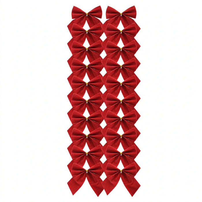 20 Red Wire On Bows 6.5cm