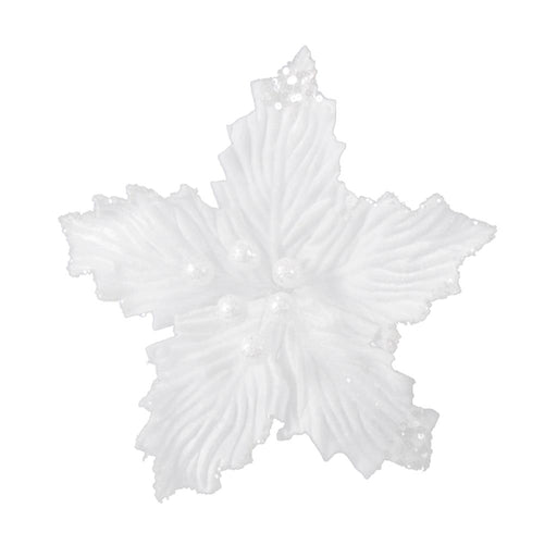 25cm Clip on Poinsettia Flower - White