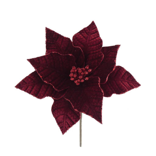 22cm Classic Wine Velvet Poinsettia