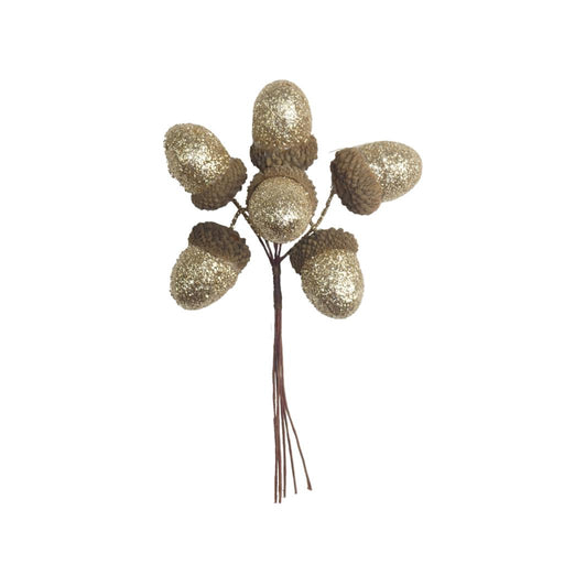 13cm Glittered Acorn Pick