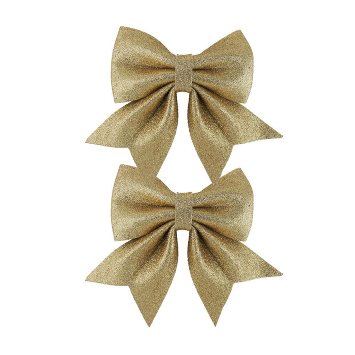 2 Luxe Bows 12x13cm Champagne