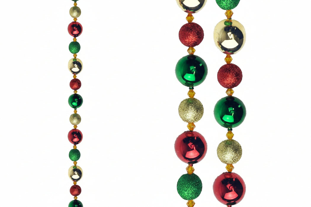 1.8m Bauble Garland Red Green & Champagne