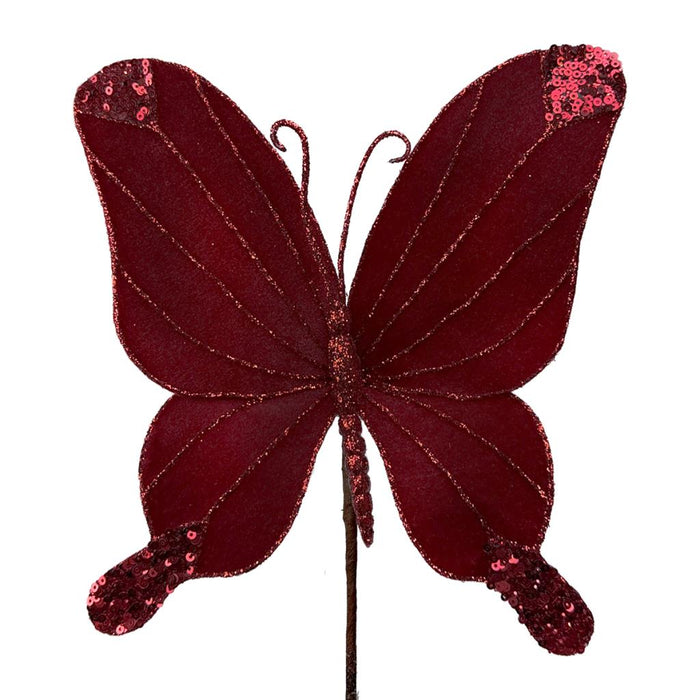 22cm Red Luxury Velvet Butterfly