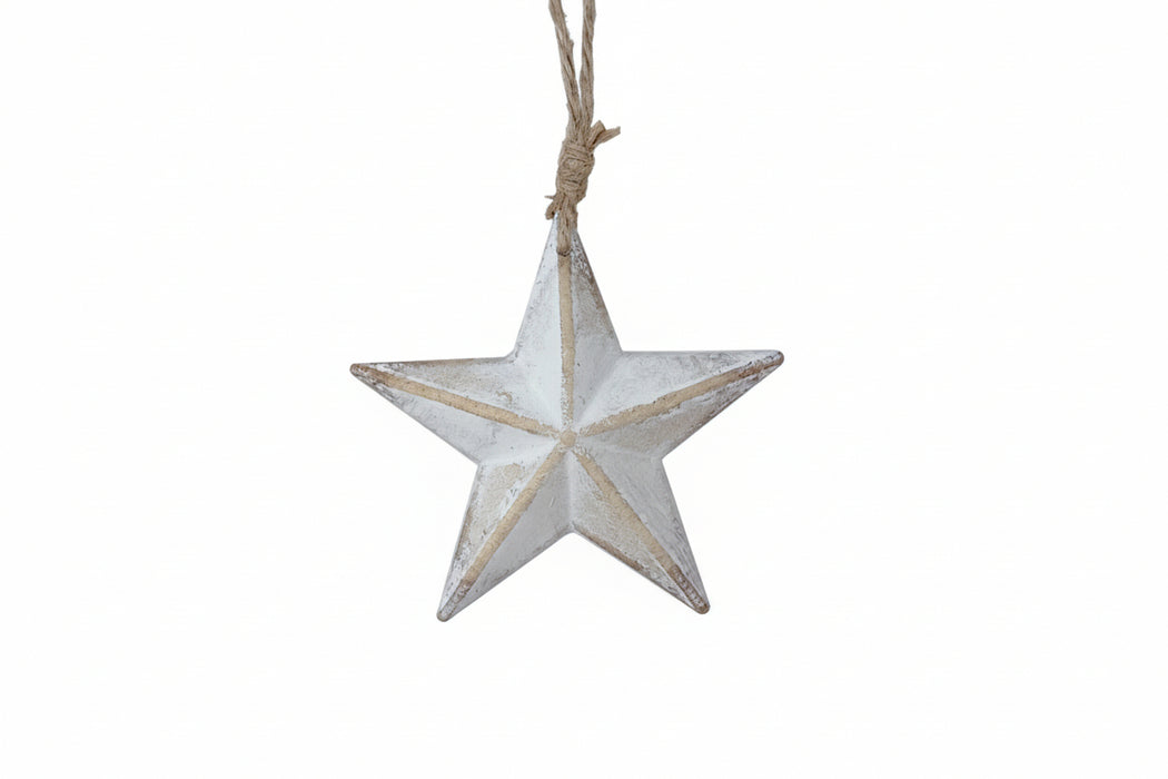 11.5cm Whitewash Wooden Star Hanger