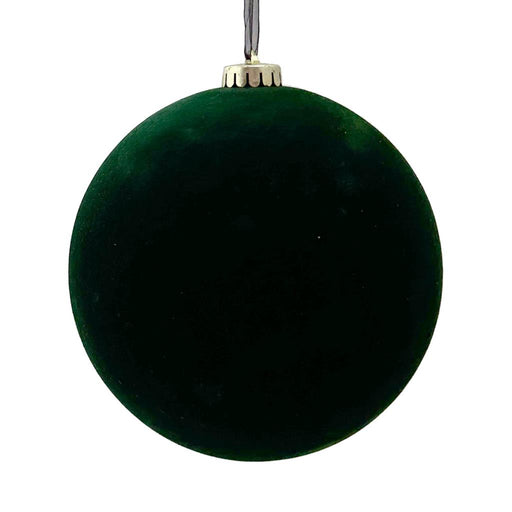 15cm Large Size Flocked Bauble  - Dark Green