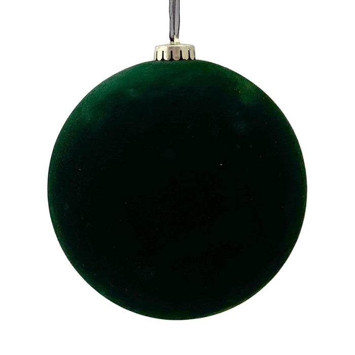 15cm Large Size Flocked Bauble  - Dark Green