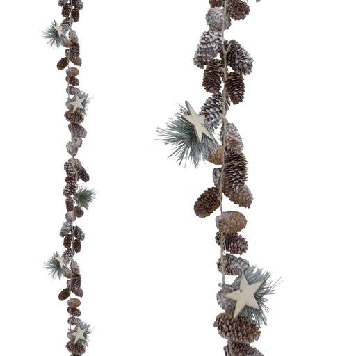 150cm Cone & Wooden Star Garland