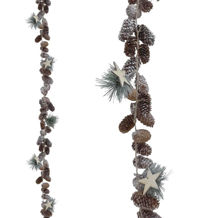 150cm Cone & Wooden Star Garland