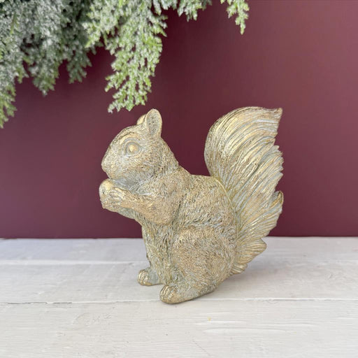 11 x 10cm Light Gold Squirrel Resin