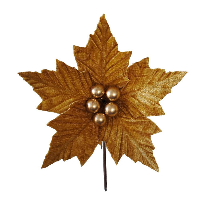 20cm Velvet Poinsettia - Dark Gold