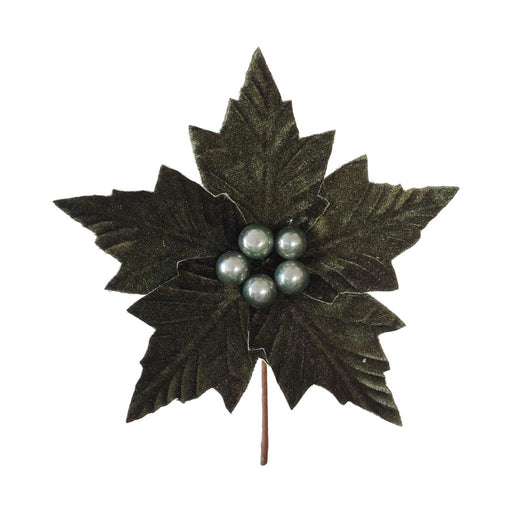 20cm Clip on Poinsettia Flower - Dark Green