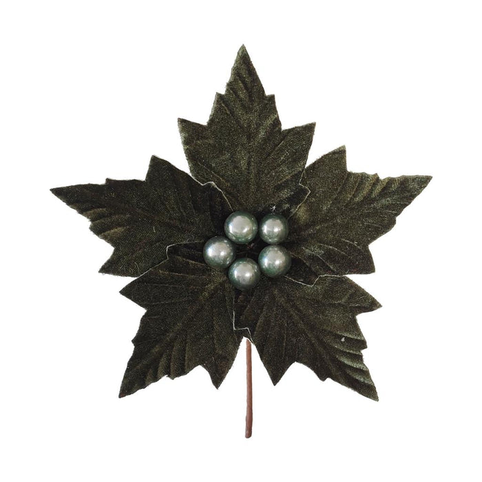 20cm Clip on Poinsettia Flower - Dark Green