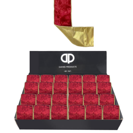 Red 6.7cm x 2.7m Velvet Wired Edge Ribbon