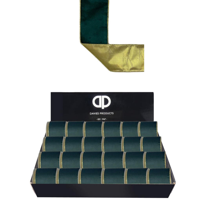 6.7cm x 2.7m Velvet Ribbon - Dark Green
