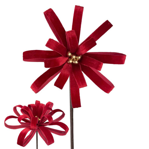 23cm Red Velvet Flower Burst