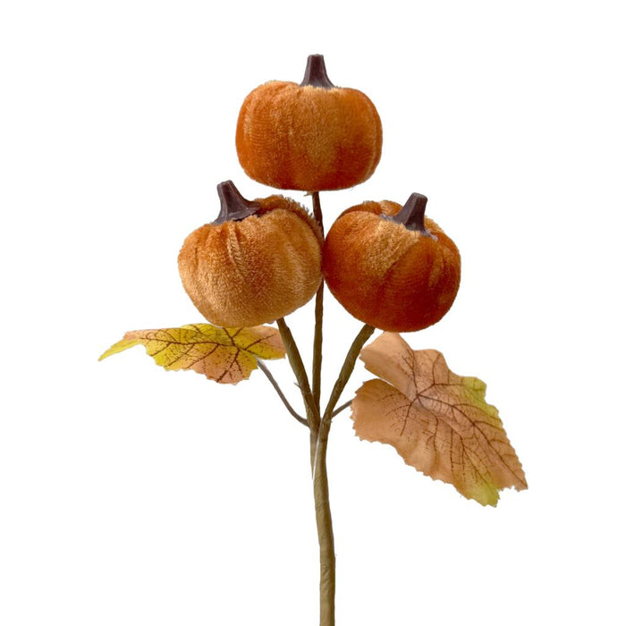 18cm Velvet Pumpkin Pick