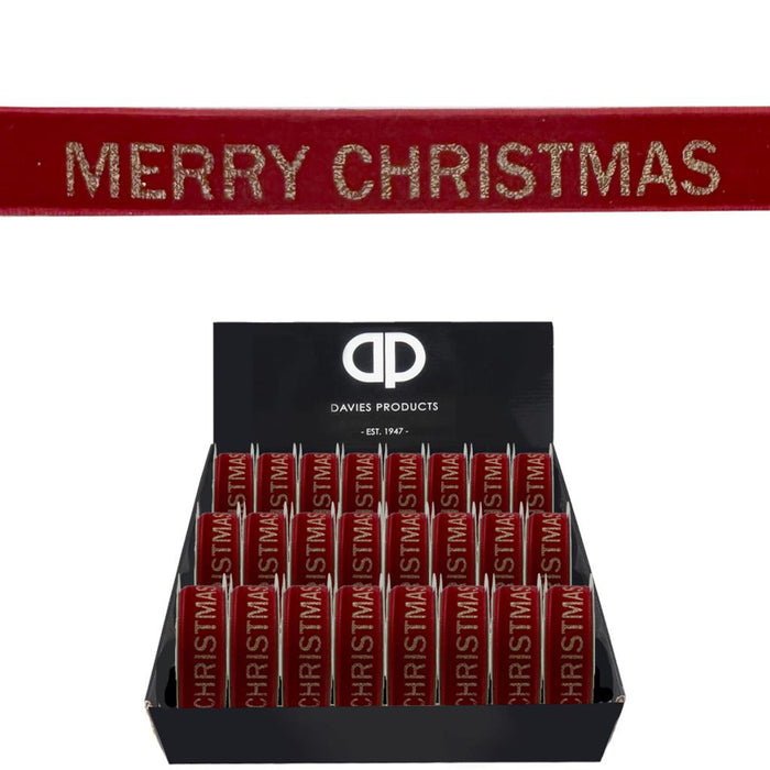 3m x 1.8cm Red Velvet  Merry Christmas Ribbon