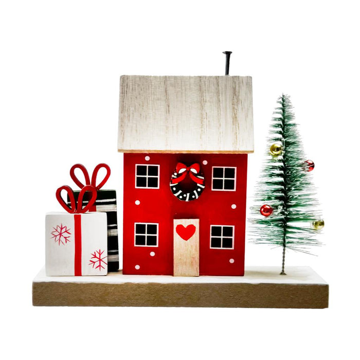 Christmas House Wooden Sign 14x12cm