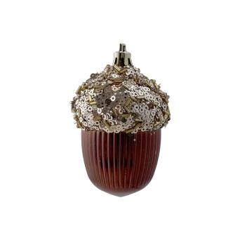 8cm Hanging Tree Decoration Acorn - Brown