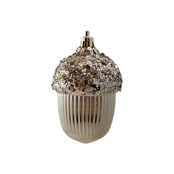 8cm Hanging Tree Decoration Acorn - Champagne