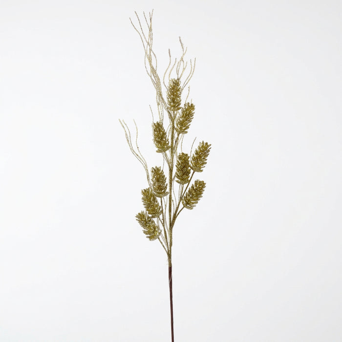 72cm Gold Glitter Twig & Pine Cone Bush