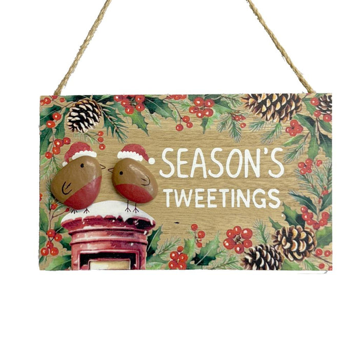 Seasons Tweetings Wooden Sign 20x12cm