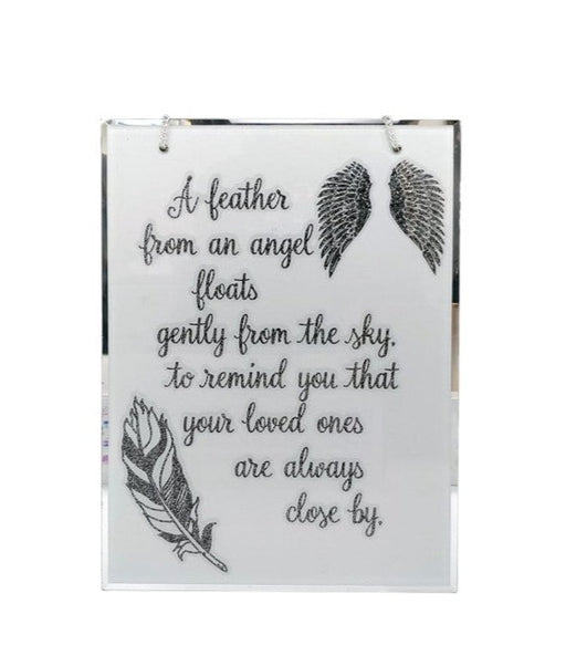 Wings & Feathers Glass Hanging Plaque
