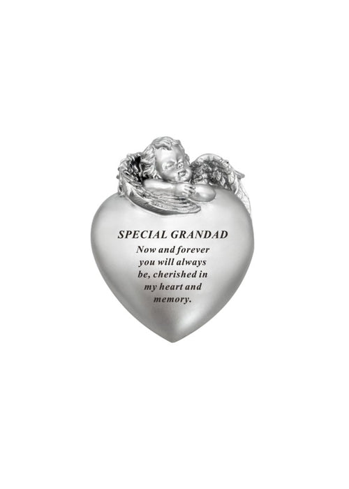 Grandad Silver Cherub Heart