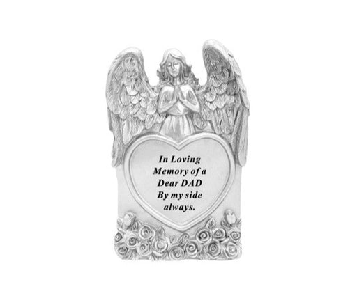 Silver Praying Angel Heart Plaque - Dad