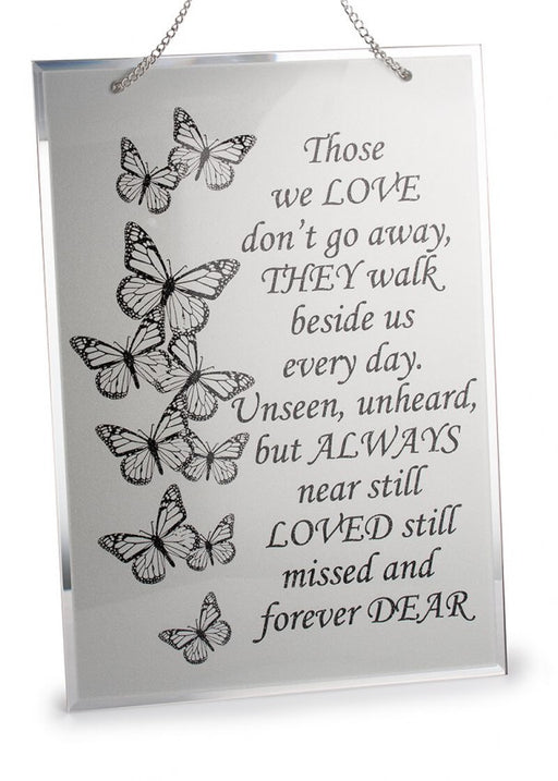 Butterflies Hanging Glass Memorial Plaque