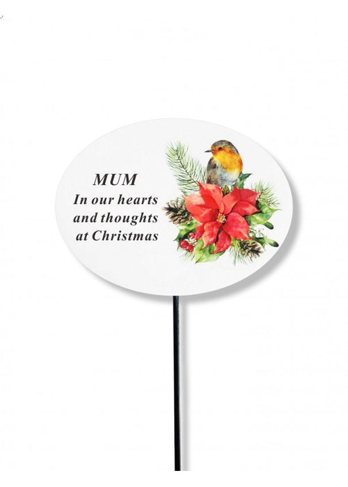 Robin Poinsettia Stick - Mum