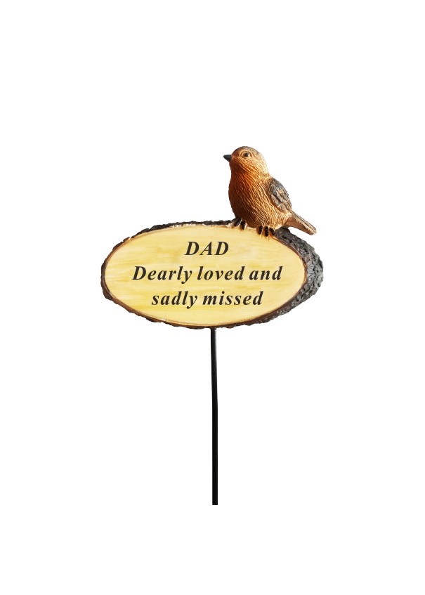 Robin Memorial Stick - Dad — Artificial Floral Supplies