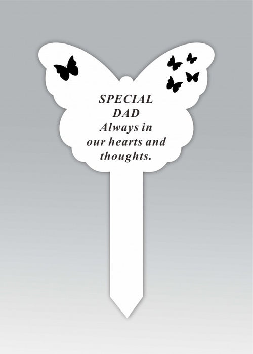 White Plastic Butterfly Stake - Dad