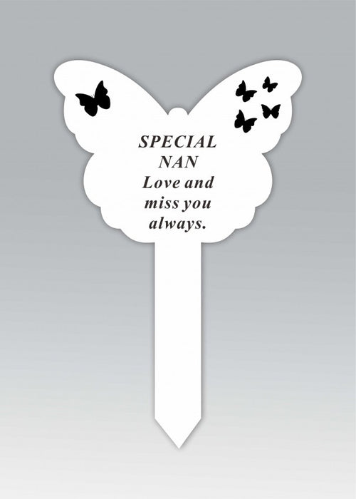 White Plastic Butterfly Stake - Nan