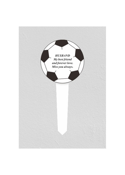 White Plastic Memorial  Football Stake - Husband