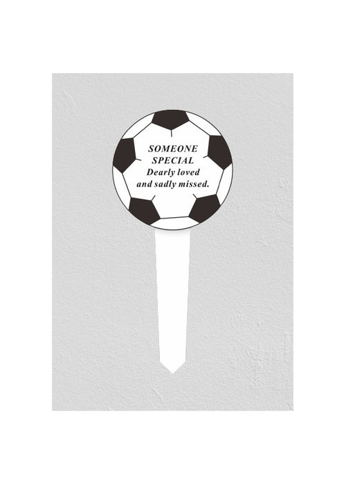 White Plastic Memorial  Football Stake - Someone Special
