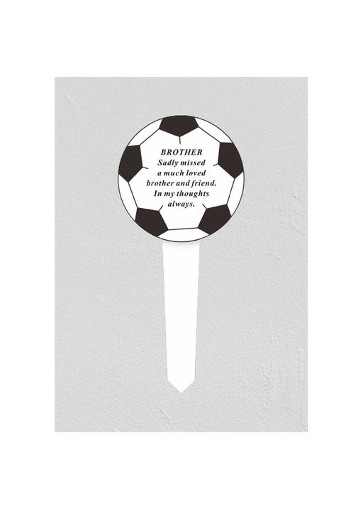 White Plastic Memorial  Football Stake - Brother