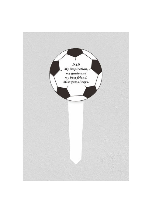 White Plastic Memorial  Football Stake - Dad