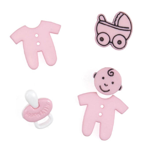 Novelty Craft Buttons, Baby - Pink, Pack of 5
