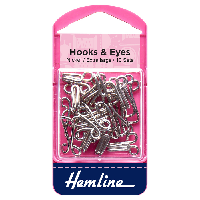 Silver Hook & Eyes Extra Large Fasteners  - Size 9 x 10 Sets