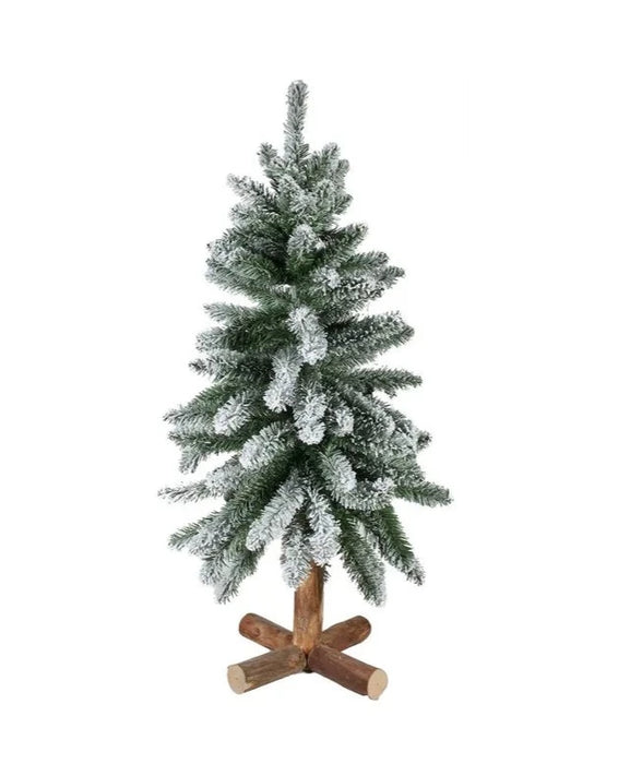  Oak Creek Flocked Artificial Pine Tree with Wooden Stand - 18inch/45cm Tall