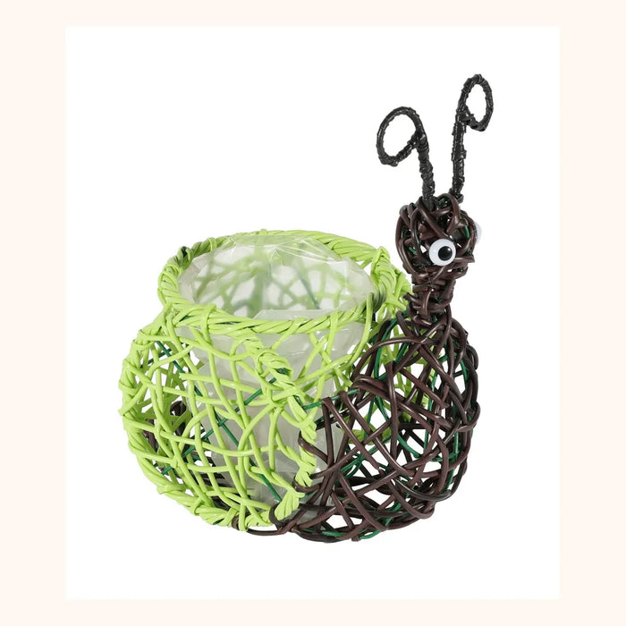 Green & Brown Wire Snail Planter - Lined