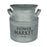 Rustic silver Tin Milk Churn with Black Print - 23 x 20cm