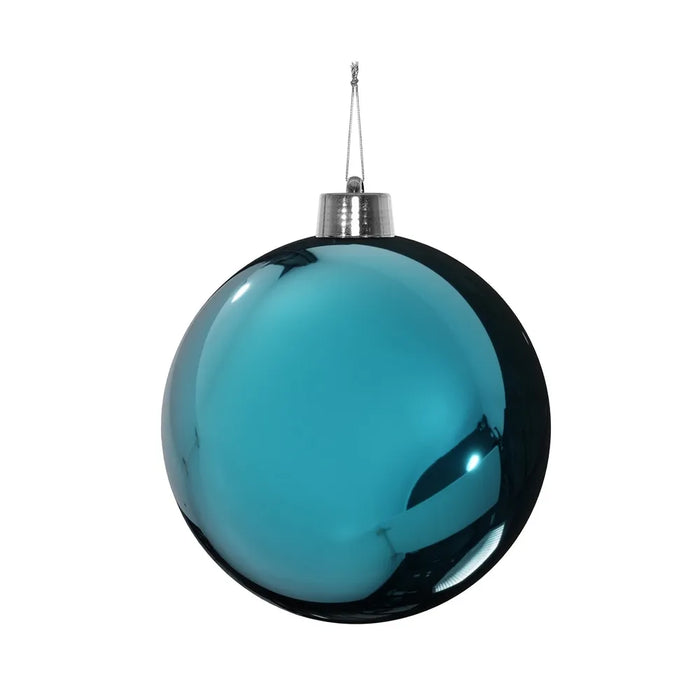 Large Turquoise Shiny Shatterproof Bauble - 20cm