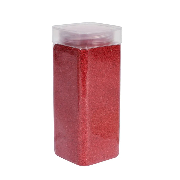 Square Jar of Decorative Sand - 800g - Red