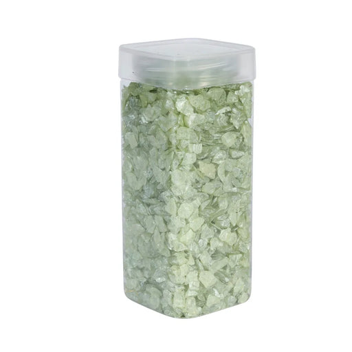 Pearlised Glass Pebbles 5-8mm - Green - Square Jar - 750g