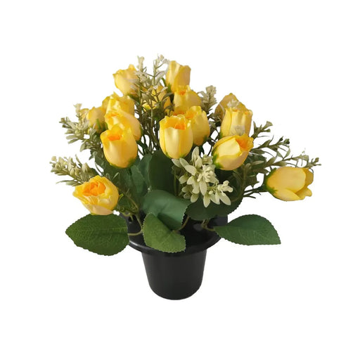 Rose Mix Remembrance Grave Pot - Yellow
